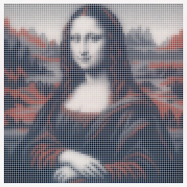Mona Lisa assembled from small cubes — local businesses, a bigger picture